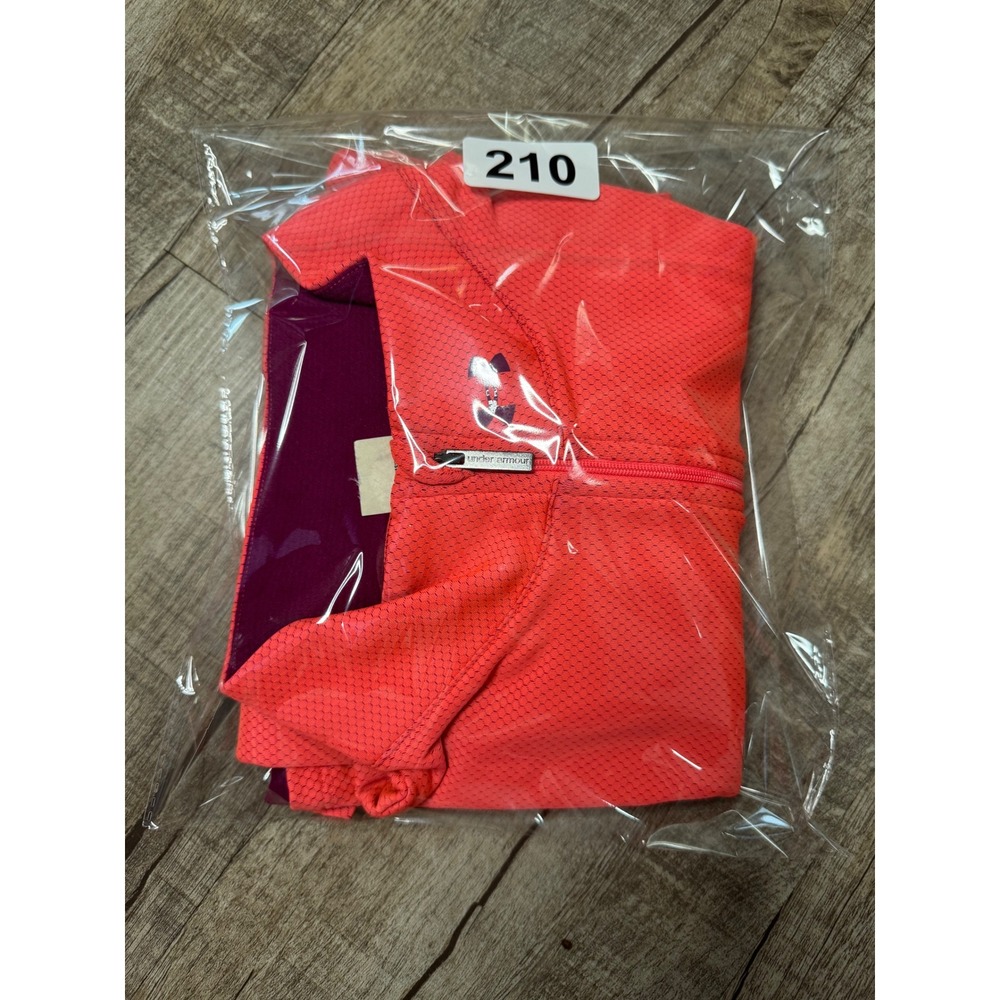 Under Armour Womens ColdGear 1/4 Zip Pullover Neon Pink Coral Medium - Picture 9 of 9